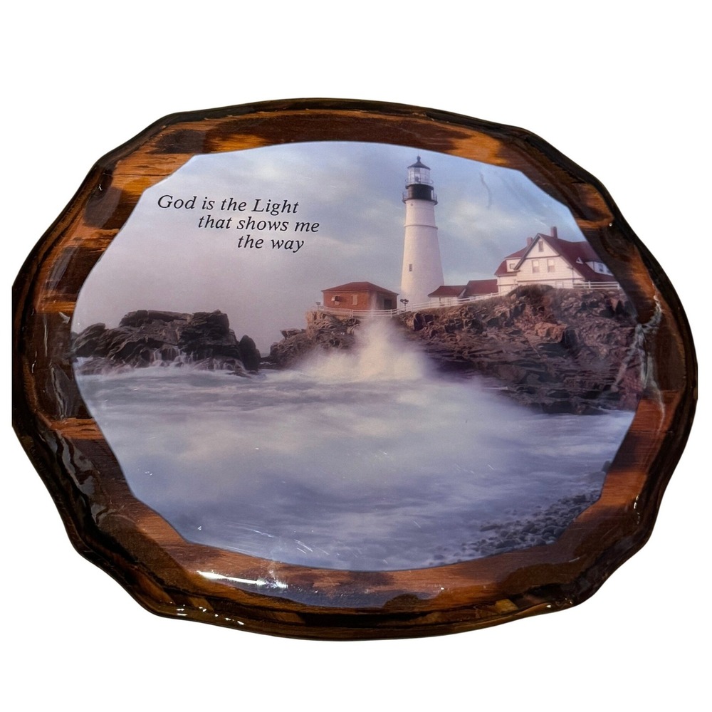 Christian Lighthouse Wall Plaque Inspirational Coastal Decor Shiny Finish‎